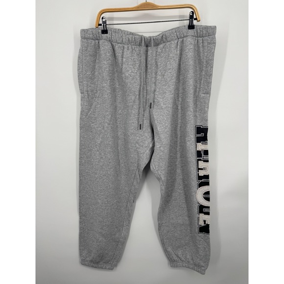 NWT True Religion Terry Applique Joggers Men's 2XL Heather Gray Elastic Waist